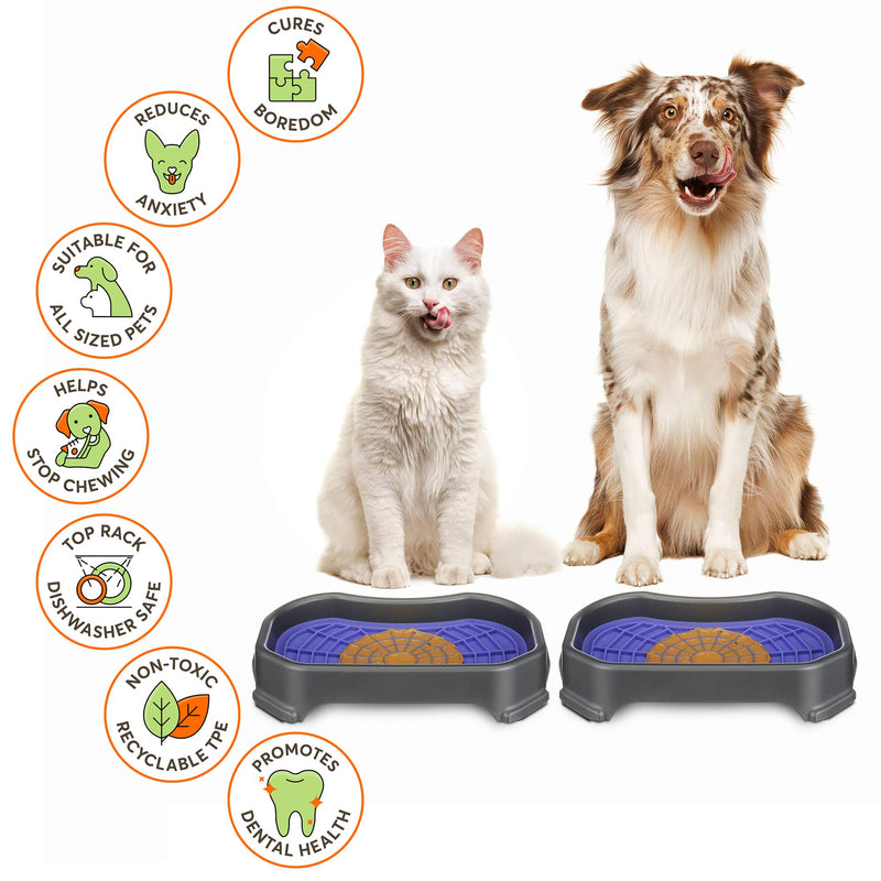 Neater Pet Brands - Pets - Neat-LIK with Mess-Proof Tray Keeps Floors Clean Purple Mat w/ Gunmetal Tray - PawsPlanet Australia
