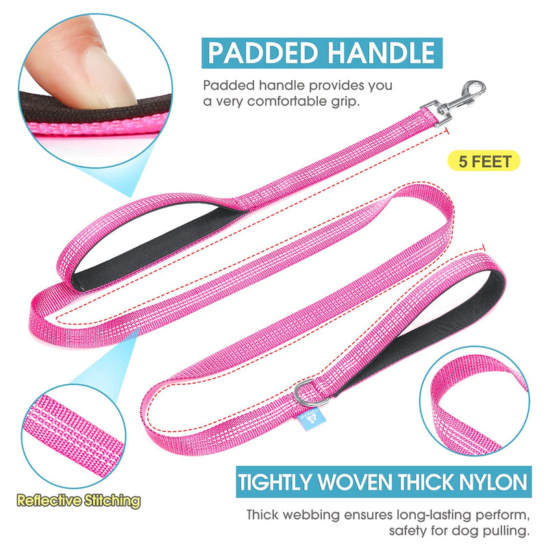 BAAPET Two Handle Dog Leash, Dual Soft Padded Handles with Traffic Control Handle Leash for Small Medium or Large Dogs (3/4'' x 5 FT, Pink) 2 Handle (3/4'' x 5 FT) - PawsPlanet Australia
