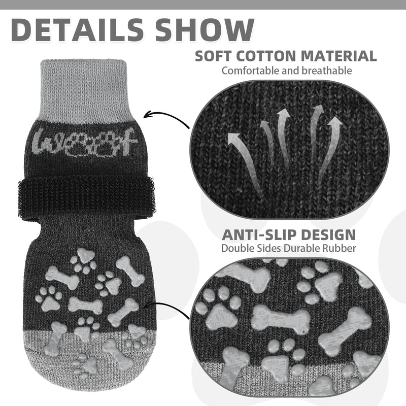 KOOLTAIL Dog Socks for Hot/Cold Pavement to Prevent Licking Paws,Dog Boots&Paw Protector for Hardwood Floors Anti Slip,Traction Control No Twist Grip Booties for Small Medium Large Senior Dogs L Large (4 Pack) Grey - PawsPlanet Australia