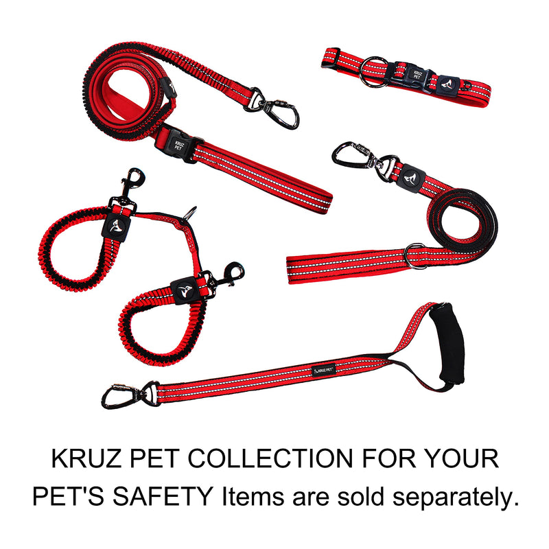 KRUZ PET KZV2072 6 FT Bungee Leash – Wearable Jogging Leash – Over the Shoulder and Waist Hands-Free Leash – Strong Reflective Heavy Duty Safety Leash with Locking Carabiner Clip – Easy Snap Function Gray Large: 1” X 6FT - PawsPlanet Australia