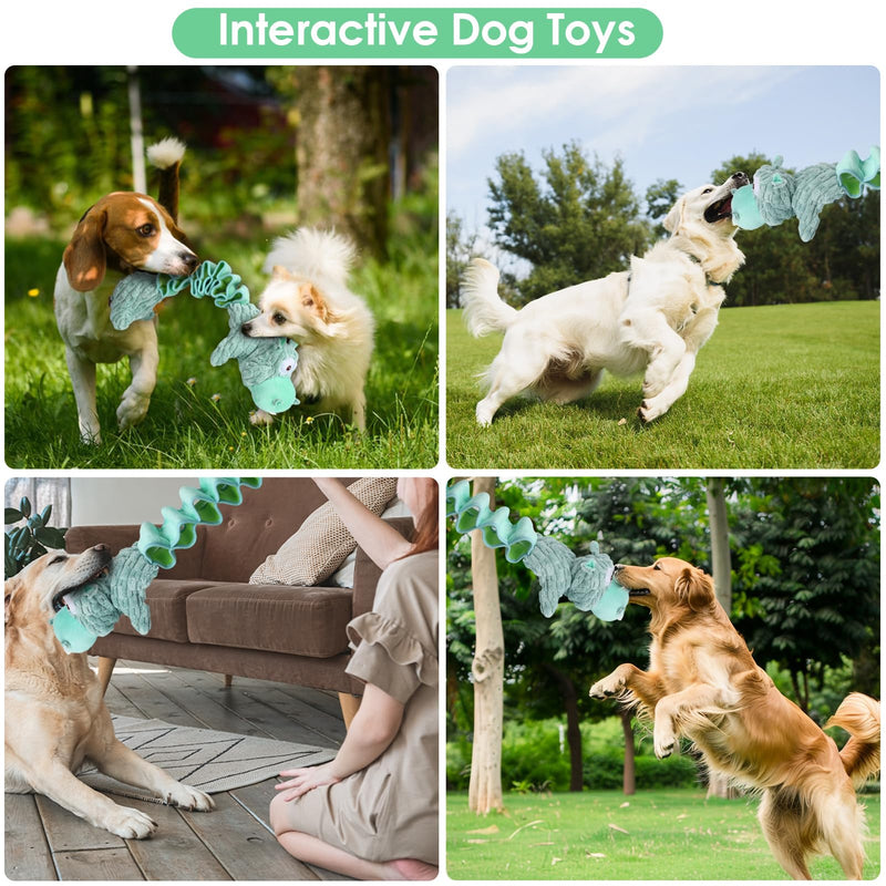 Large Squeaky Dog Toys and Interactive Dog Tug-of-War Toy, Tough Plush Dog Toy, Cute Puppy Toys, Pet Chewable Toys Plaything for Small Medium and Large Dogs Sage Green Hippo - PawsPlanet Australia