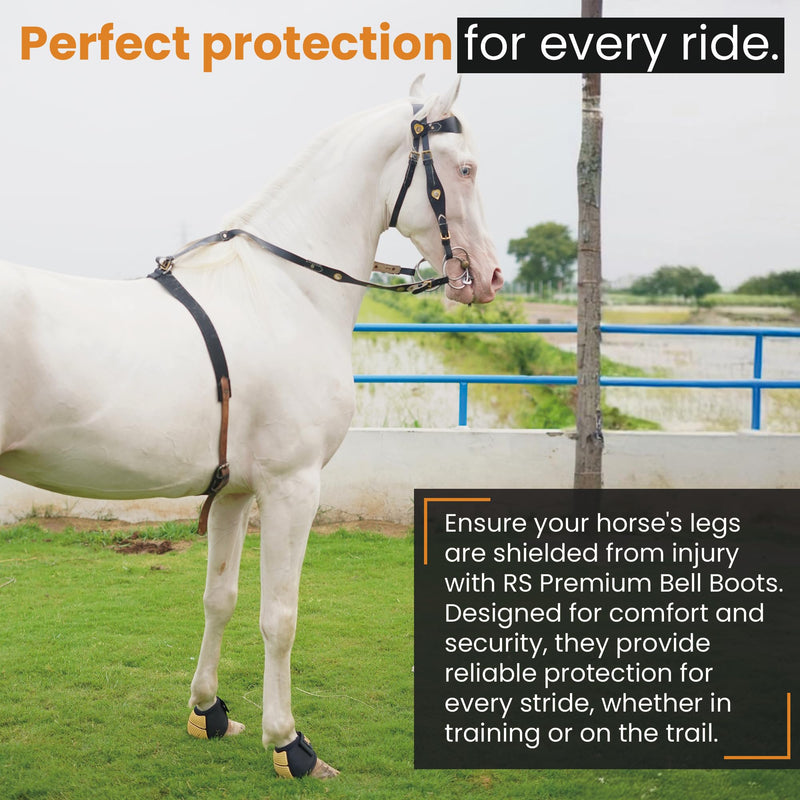 Bell Boots | Prevent Horses from Injury | Professional Bell Boots for Horses with Superb Protection, Durability, Comfort, Relaxable & Lightweight Large GoldLine Black - PawsPlanet Australia