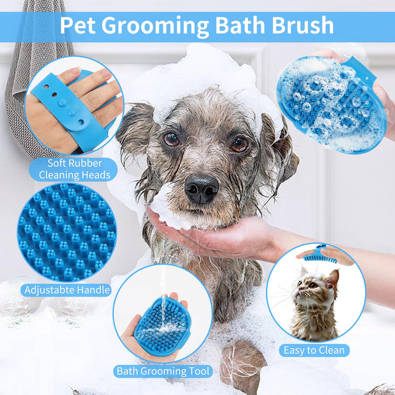9 Pcs Pet Grooming Brush Set for Shedding, Professional Cats Dogs Long Hair Brush Nail Clipper And File Grooming Kit Self Cleanup Deshedding Multifunctional for Dogs Cats (Blue) Blue - PawsPlanet Australia