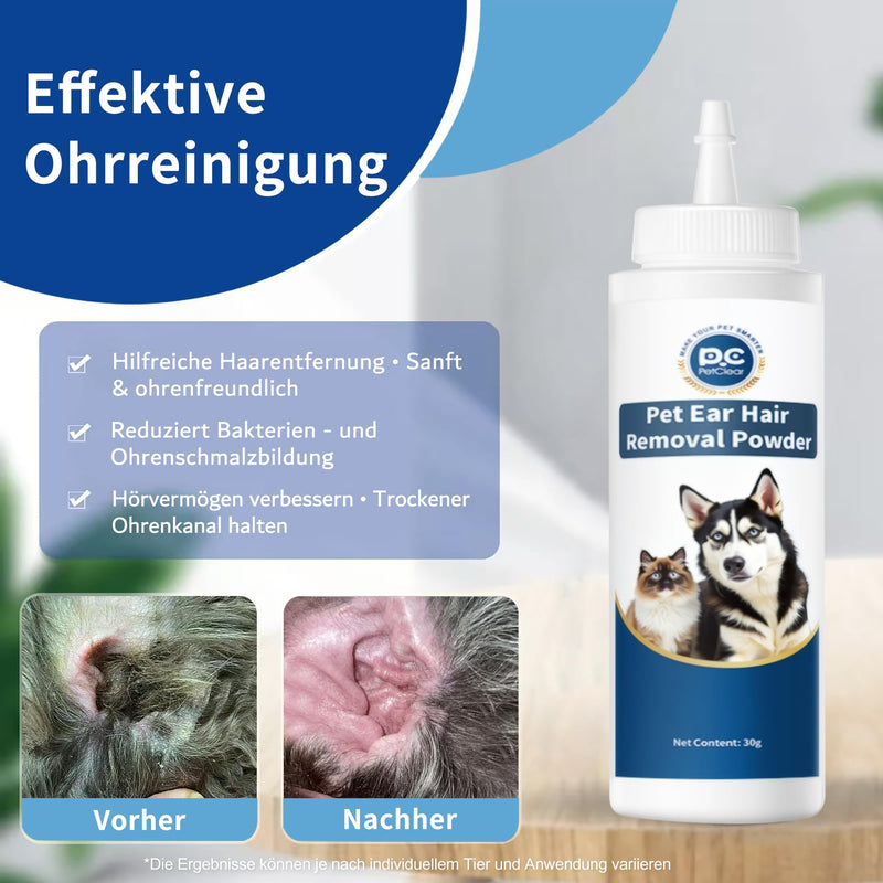 Pet Ear Hair Removal Powder - Fine Powder for Dogs & Cats, Moisture Absorbing & Dust Free, Gentle Ear Care Aid