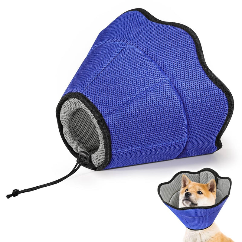 VavoPaw Dog Cone - Breathable, Lightweight, Adjustable Recovery Collar for Medium Dogs, Blue+Gray M