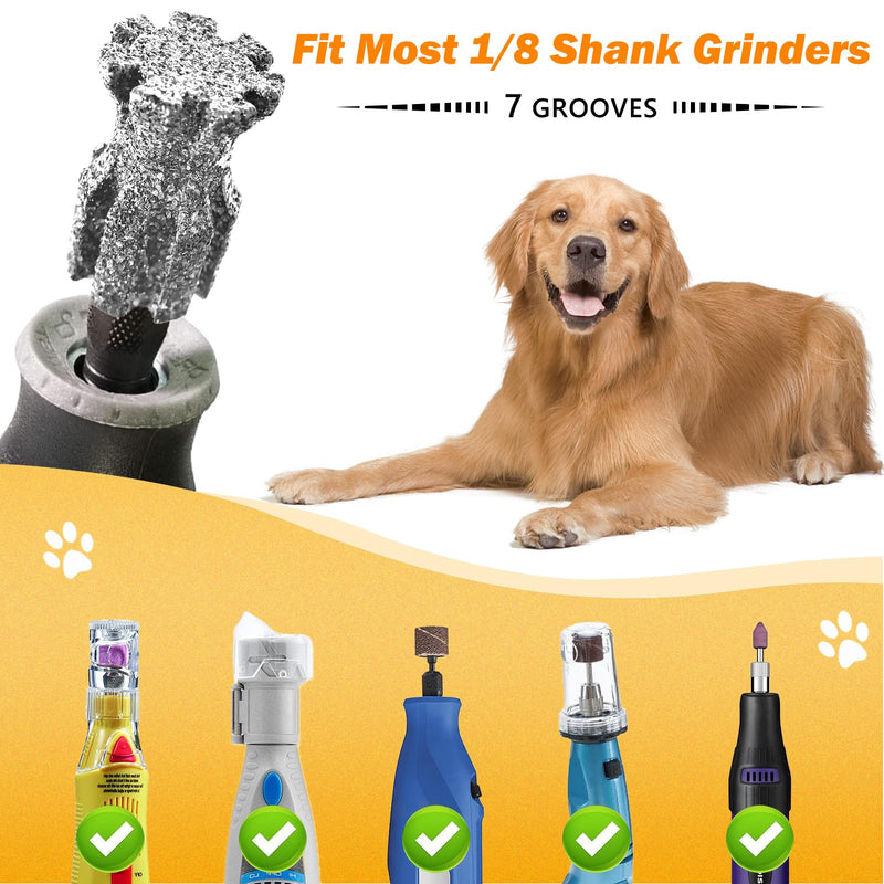 Faster Cooling Pet Nail Grinder Tip Sawtooth Bit, Anti-Clogging Diamond Nail Grinding Head with Steel Brush for 1/8" Dremel Rotary Tools & Many Brands for Small Medium Large & Anxious Dogs - PawsPlanet Australia