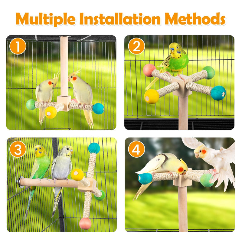 Rotating Bird Perches Toy, Interactive Spinning Parrot Parakeet Toys, Wooden Exercise Stand Bird Cage Accessories for Budgies,Cockatiels,Small Birds Rotating Bird Swing Toys - PawsPlanet Australia