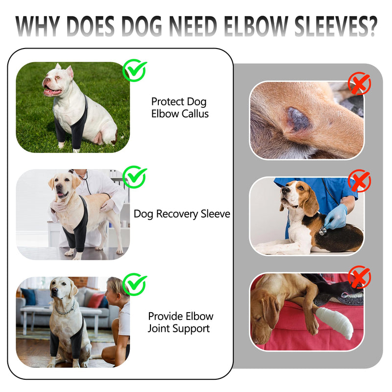 Dog Elbow Protector for Front Leg Calluses, Dog Joint Recovery Sleeve for Prevent Licking, Adjustable Dog Elbow Pads Dog Leg Wound Care, Dog Knee Brace Protector Pads for Canine Sprain Arthritis, 3XL 3X-Large(Sleeve Length:15.3") Black - PawsPlanet Australia
