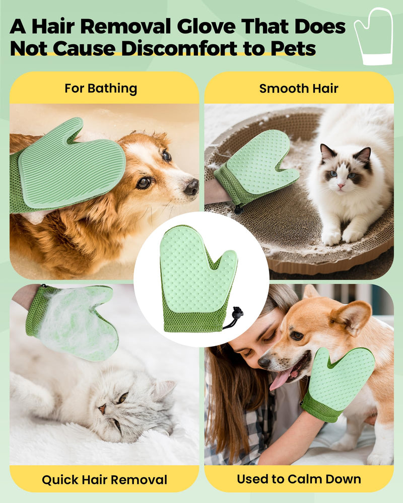 Carpet Rake for Pet Hair Removal Tool - 4 in 1 Pet Hair Remover Kit for Dog Cat Fur Remover, Contain 60" Adjustable Rubber Broom, Glove, Magic Brush and Scraper for Home Furniture, Rugs, Mats - PawsPlanet Australia