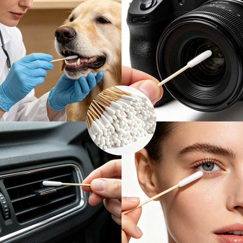Extra Long Bamboo Cotton Buds 200Pcs Pet Ear Cleaning Swabs for Dogs Cats | Extra Long 15cm Reach Strong Bamboo Not Plastic Ultra-Soft Lint-Free Tips 200Pcs Economy Pack