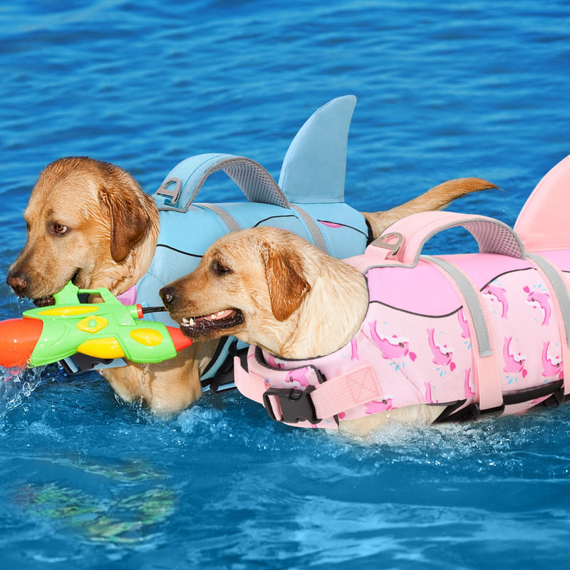 AOFITEE Dog Life Jacket, Dog Life Vest for Swimming, High Flotation Large Dogs Swim Vest with Rescue Handle and Reflective Stripe, Dogs Lifesaver Swimsuit for Boating Summer Pool Beach, Pink Whale XL X-Large - PawsPlanet Australia