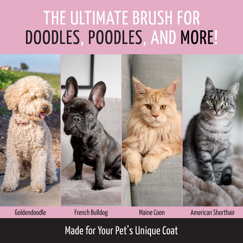 Tauro Pro Line Slicker Dog Brush for Shedding - Detangler for Dense & Long Hair - Dematting Pet Slicker Brush for Dogs & Cat, Doodle Grooming, Non-Slip Grip, Soft Pin (Size S - Pink) Soft Pins: 0.98 in (S) - PawsPlanet Australia