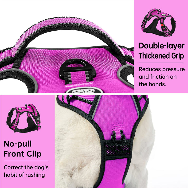 IVY&LANE No Pull Dog Harness for Small-Medium-Large Dogs,Dog Vest Harness with Leash,Safety Belt and Sorage Strap,Fully Adjustable Harness,360° Reflective Strip,Soft Handle Medium Rose Red(Harness ONLY) - PawsPlanet Australia