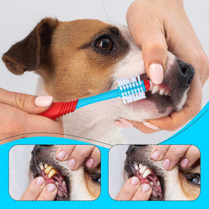 2 PCS Dog Teeth Cleaning Brush, 360 Degree Dog Tooth Brush, Dual Head DogToothbrush, Dogs Cleaning Tooth Brushing Kit, Designed for Pet Dental Care, Keep Pet Teeth Cleaning for Small and Large Dogs - PawsPlanet Australia