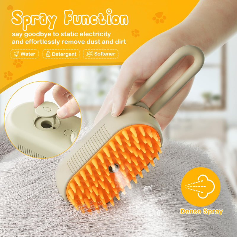 3 In 1 Pet Brush with Steam for Removing Tangled Hair from Dogs and Cats (Khaki) Khaki - PawsPlanet Australia