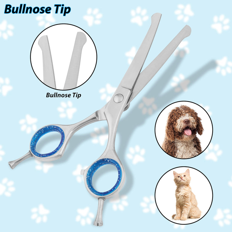 RnK Dog & Cat Grooming Scissors – 5" Small Hair Cutting Scissor for Pets – Japanese Stainless Steel Curved Blades with Safety Round Tips – Ideal for Grooming Kit & Home Use
