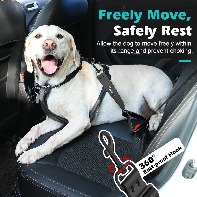 Pawaboo Dog Car Seatbelt, 20 in Adjustable Universal Pet Safety Belt, Chew-Proof Dogs Car Restraint with Adjustable Strap, PVC Shell Dog Seatbelt Harness, Dogs Leash with 360° Hook, Black 20in-1Pack - PawsPlanet Australia