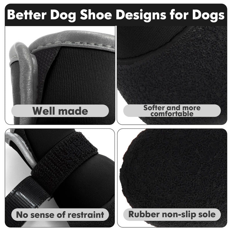 Dog Shoes, Outdoor Dog Boots Non-Slip Waterproof Dog Booties for Medium to Large Dogs 4Pcs for Winter Snowy Day, Summer Hot Pavement with Rugged Sole Black Size 5:（2.51''x2.36'')(L*W) for 41-60lbs - PawsPlanet Australia