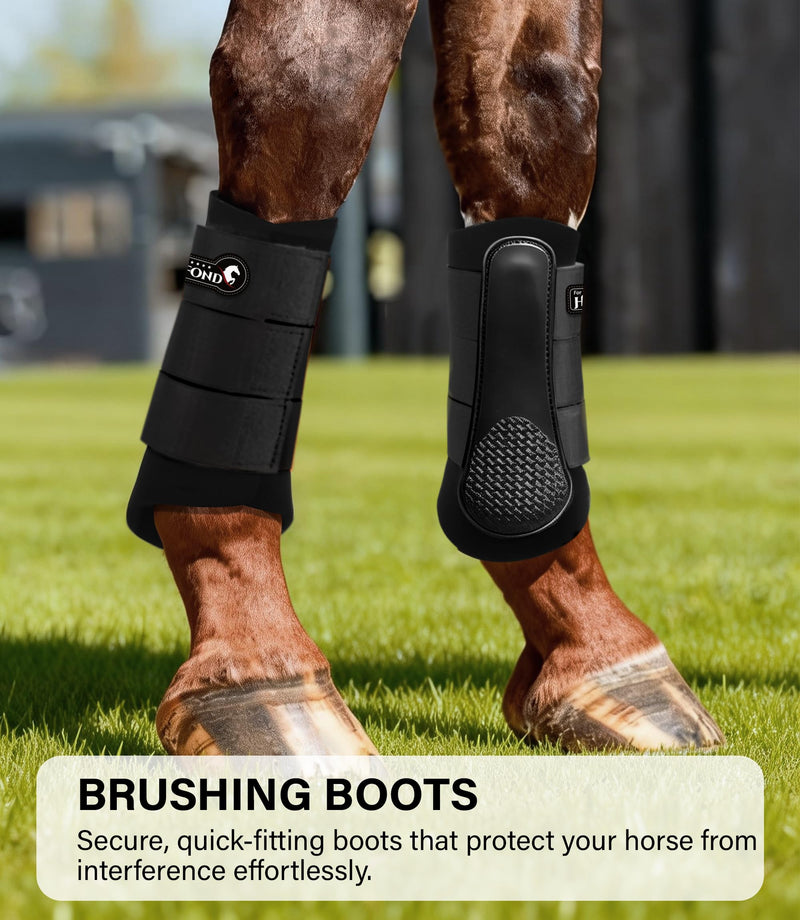 Neoprene Brushing Boots for Horses, Equestrian Splint Boots Shock-Absorbing Leg Protection for Horses Large Black