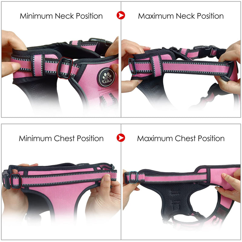 NESTROAD No Pull Dog Vest Harness with Leash, Reflective No-Choke Pet Harness with Easy Control Soft Handle for Small Medium Large Dogs (Medium, Pink) 【M】neck 13-17" chest 17-25" - PawsPlanet Australia