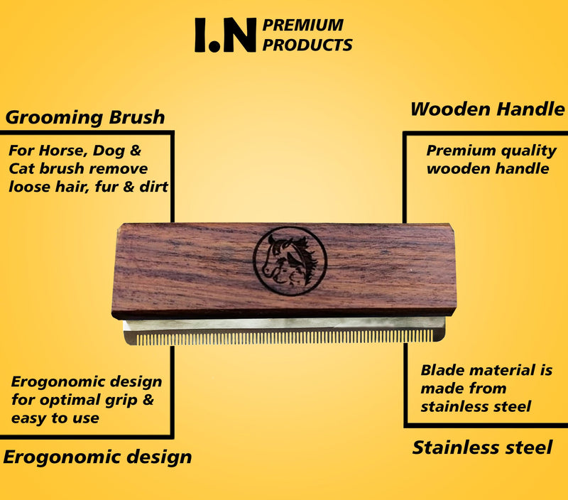 Deshedding Grooming Tools for Dogs Cats & Horse Easy Ergonomic Wooden Handle Professional Brush Grooming Tool, Remove painlessly 95 Percent of Lose Hair Fur & Dirt (5 inch) (5 inch) 5 inch - PawsPlanet Australia
