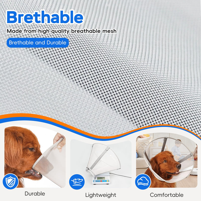Breathable Mesh Dog Cone Collar for Surgery, Soft Elizabethan Recovery Alternative to Stop Licking,Pet Neck Collar for Large Medium Small Breeds(Grey,5)
