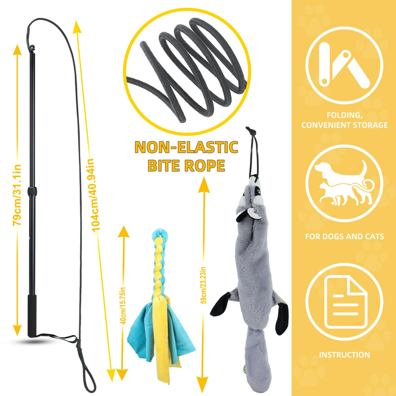 Flirt Pole Dogs, Dog Chase Toy with Squeakers Inside, Dog Fishing Pole Toy for Large Medium Small Dogs to Keep The Dog Entertained and Physically Exhausted, Rope+Beaver, L - PawsPlanet Australia