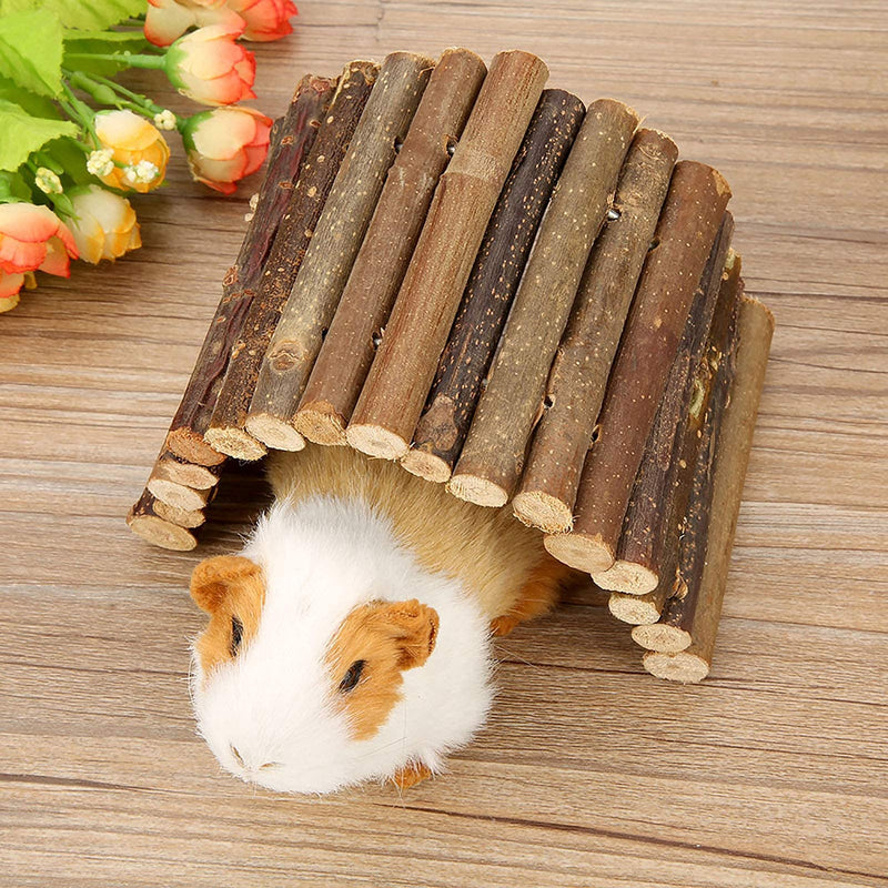 Tnfeeon Hamster Bridge, Wooden Bridge Ladder House Small Animal Chew Toy for Reptile Rodents Medium