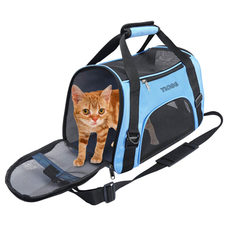 YLONG Airline Approved Pet Carrier,Soft-Sided Pet Travel Carrier for Cats Dogs Puppy Comfort Portable Foldable Pet Bag 17.5"L x 7.5"W x 11.0"H Blue - PawsPlanet Australia