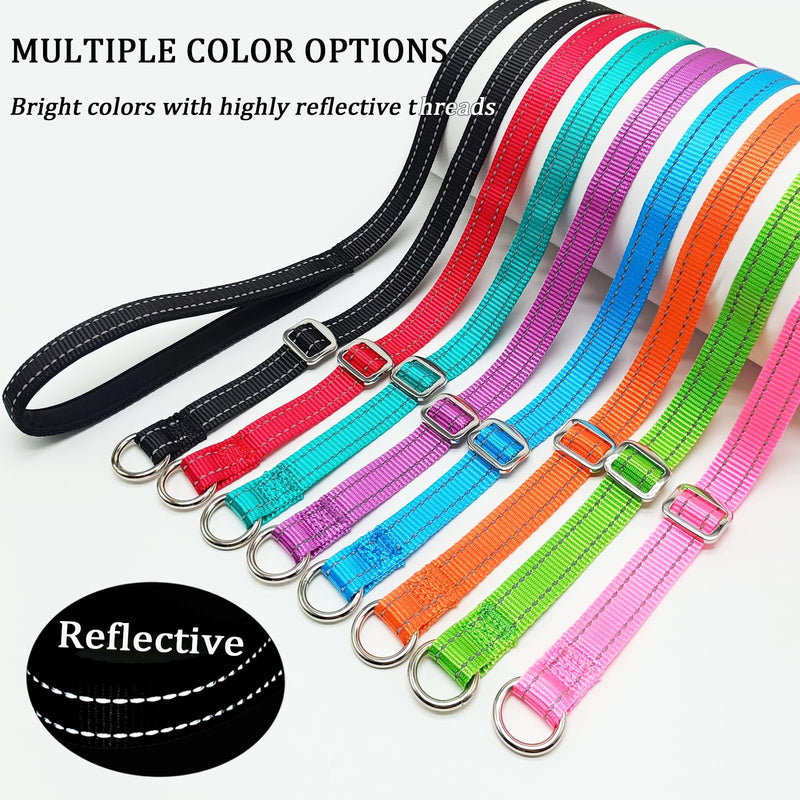 MayPaw Slip Lead Dog Leash, 3/4" Wide Reflective Nylon Training Lead with Padded Handle, 6 FT Flat Pet Leash for Groomers, Shelters, Rescues, Vets or Doggy Daycares 6 FT x 3/4" Wide black - PawsPlanet Australia