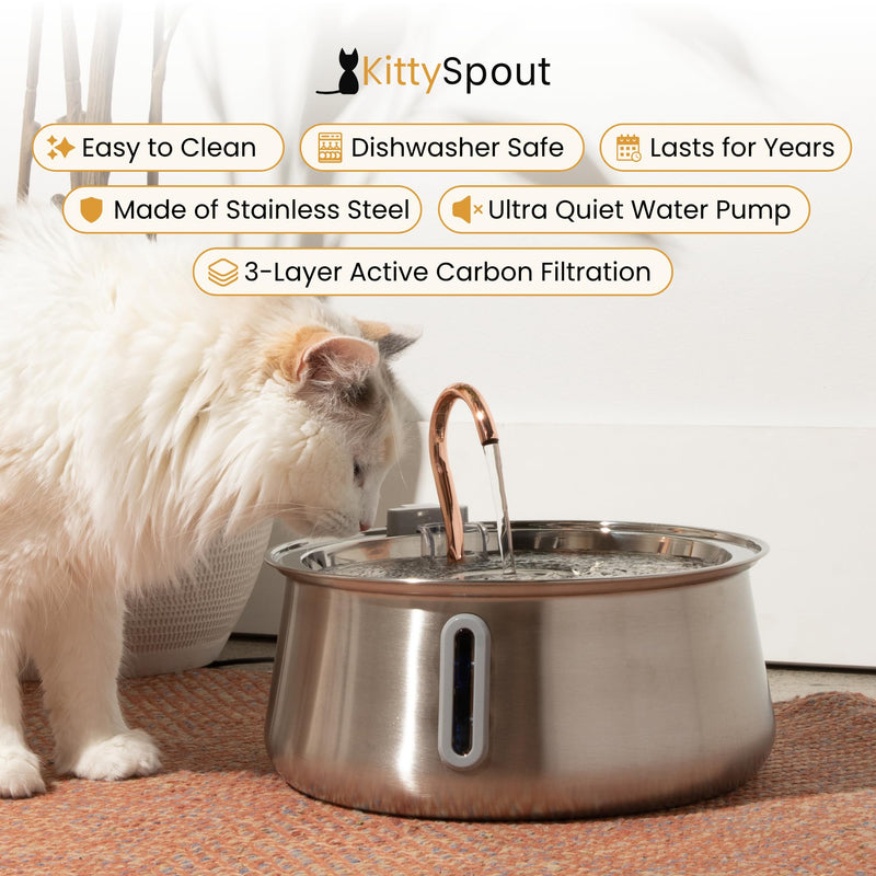 2.0 Large Capacity Stainless Steel Cat Water Fountain – 4L/135oz (Stainless Steel, 4L Corded) - PawsPlanet Australia