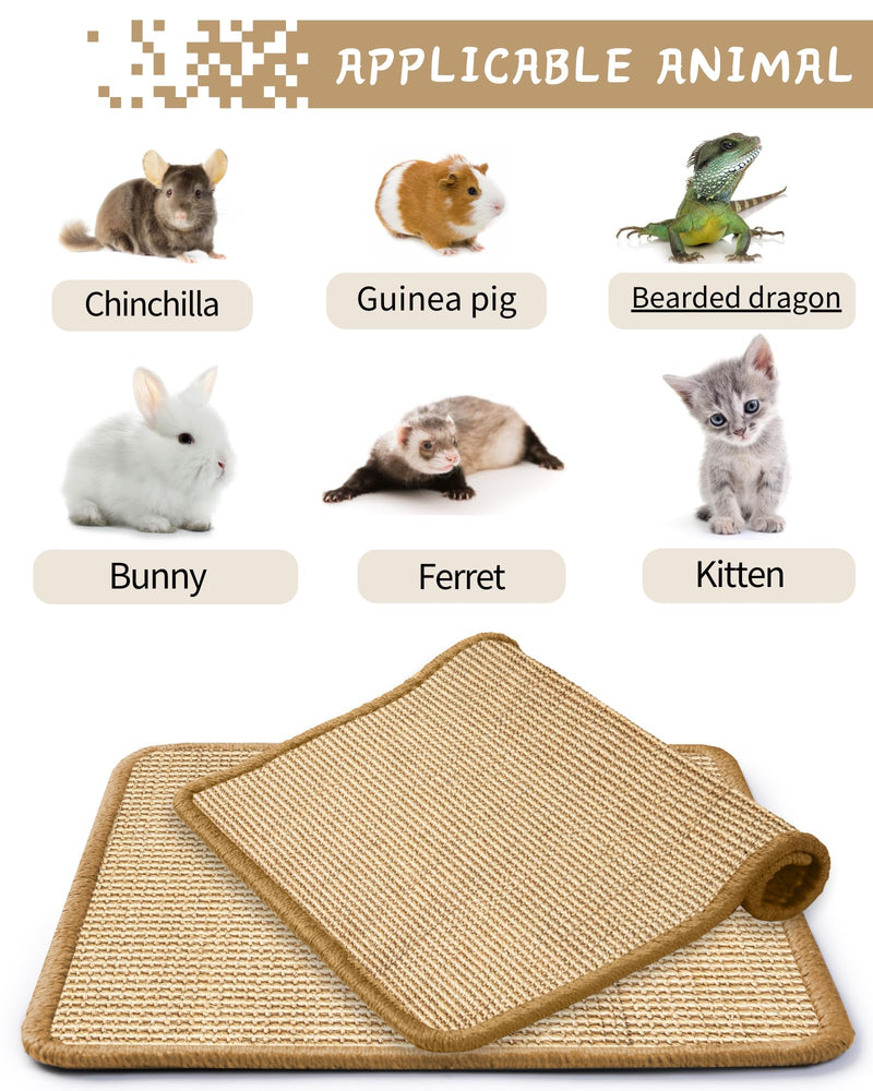 JanYoo 2 Pieces Bunny Scratch Pads, Sisal Rabbit Scratching Pad Bunny Scratcher Mat Guinea Pig Resting Mats for Cages, Small Animal Claws and Teeth Care Bedding Accessories(15.7x11.8in, Beige) 3-Beige - PawsPlanet Australia