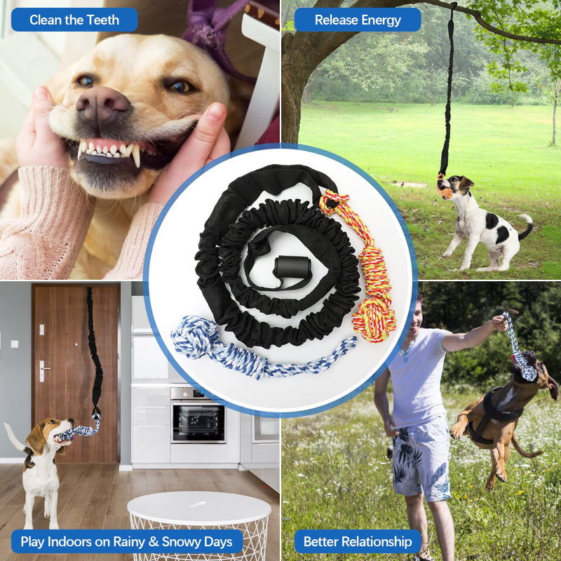 Spring Pole Dog Rope Outdoor Tug of War Toy for Pitbull Medium to Large Dogs Bungee Hanging Exercise Ropes Muscle Builder Interactive Toys (Dog Rope Toys) Black Spring Pole Dog Rope Toys - PawsPlanet Australia