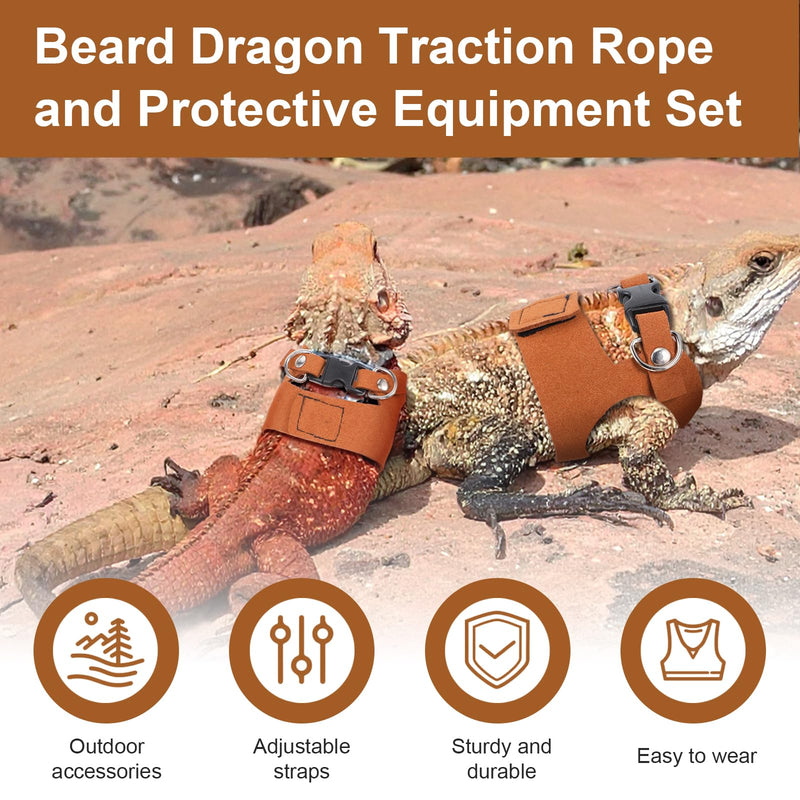 Bearded Dragon Leash and Harness Set - Adjustable Soft Leather Lizard Leash for Reptile, Squirrel, Rat, Small Animal Walking Vest (Brown, 3 Sizes) - PawsPlanet Australia