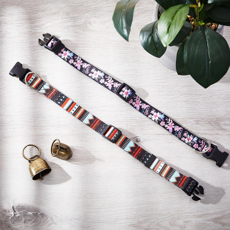 Goat Collars with Bells, Sheep Grazing Copper Bells and Adjustable Nylon Collar Set Loud Bronze Bell for Farm Sheep Cow Accessories Christmas Thanksgiving Gift for Goat Lovers(Geometric) Geometric - PawsPlanet Australia