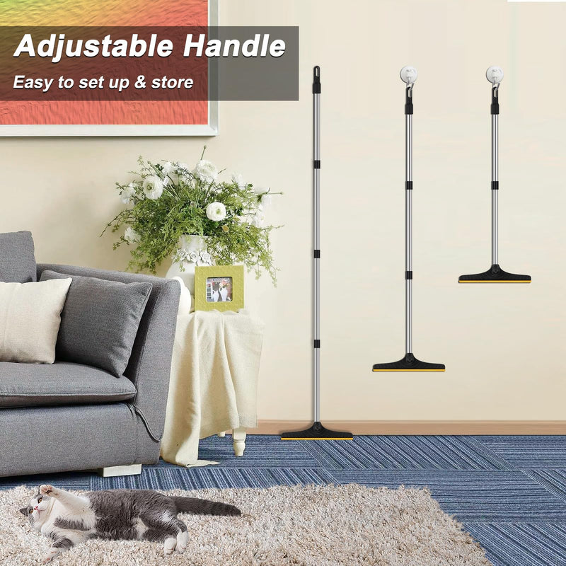 B-Land Carpet Rake for Pet Hair Removal, Reusable Pet Hair Remover with 60” Adjustable Long Handle, Carpet Scraper Dog Cat Hair Remover Tool for Rugs, Mats, Couch, Furniture Black - PawsPlanet Australia