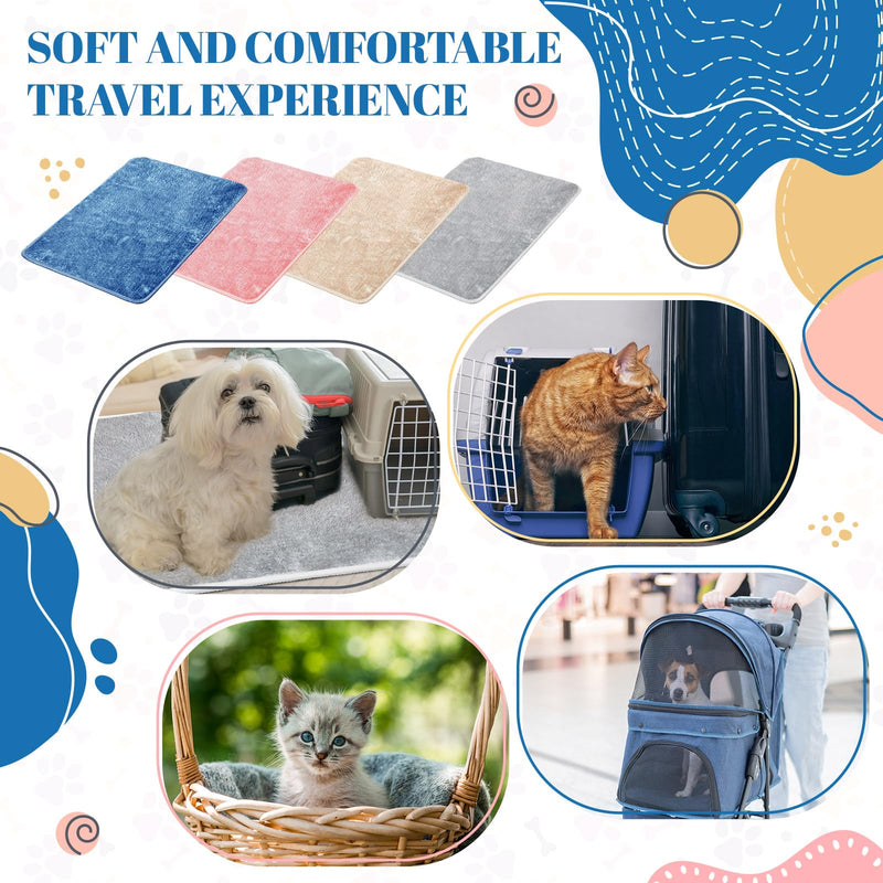4 Pcs Pet Carrier Pad Travel Pet Reversible Dog Mat Replacement Liners for Travel Dog Bed Pad Washable Plush Cashmere Double Sided Bed Mat for Cat Kennel Crate (Colorful,17 x 11 Inch) 17 x 11 Inch Colorful - PawsPlanet Australia