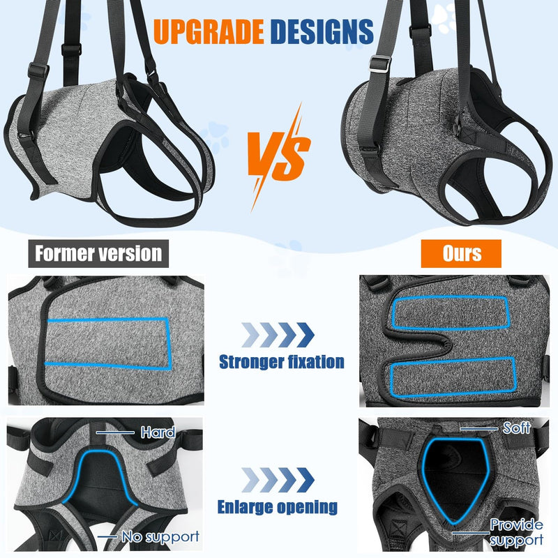 Eyein Adjustable Dog Lifting Harness - Comfortable Dog Sling Hip Support for Back Legs, Soft Hind Assistance Vest for Senior, Injured, Arthritic, Disabled and Aid After Acl Surgery(Grey,L)
