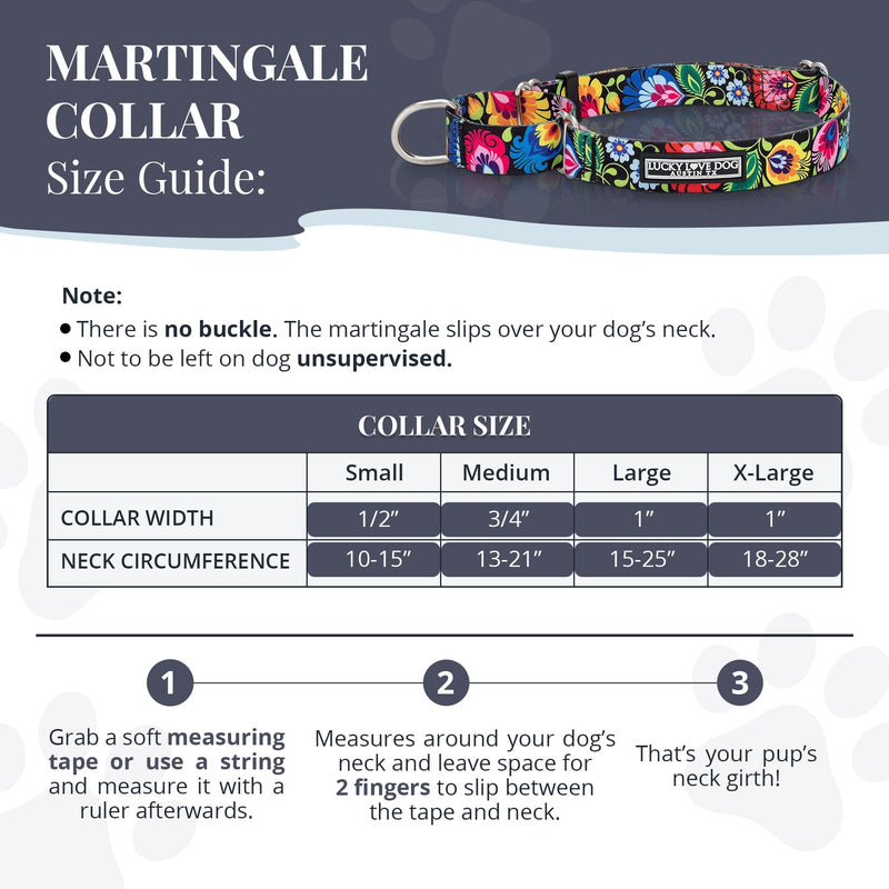 Lucky Love Dog Martingale Dog Collar - Adjustable, No-Slip, Durable, & Soft Webbing Collar for Male and Female Dogs Ideal for Training & Walking - Blackbird, Medium Medium Collars (13-21") - PawsPlanet Australia