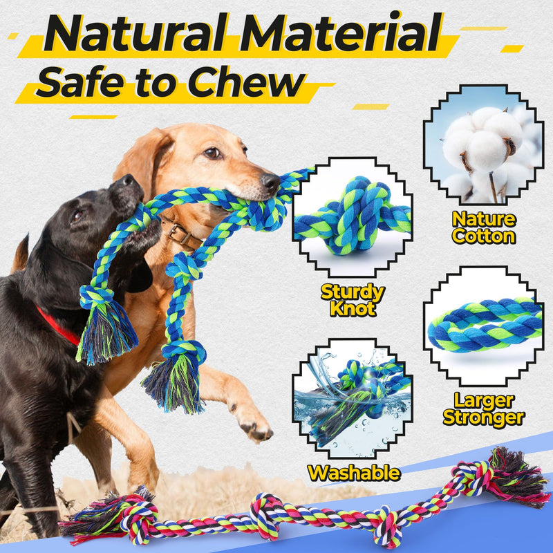 Heavy Duty Dog Rope Toys for Aggressive Chewers, Tough Tug of War Dog Toys for Large, Medium & Small Dogs – 5 Pack Including 2 Ropes & 3 Supplies - PawsPlanet Australia