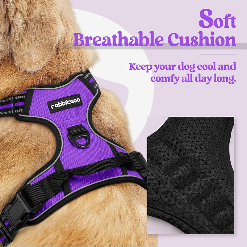 Small Dog Harness, Dog Harness Small Sized Dog, No Pull Pet Harness with 2 Leash Clips, Adjustable Soft Padded Dog Vest Harnesses, Reflective No-Choke Pet Oxford Vest Purple - PawsPlanet Australia