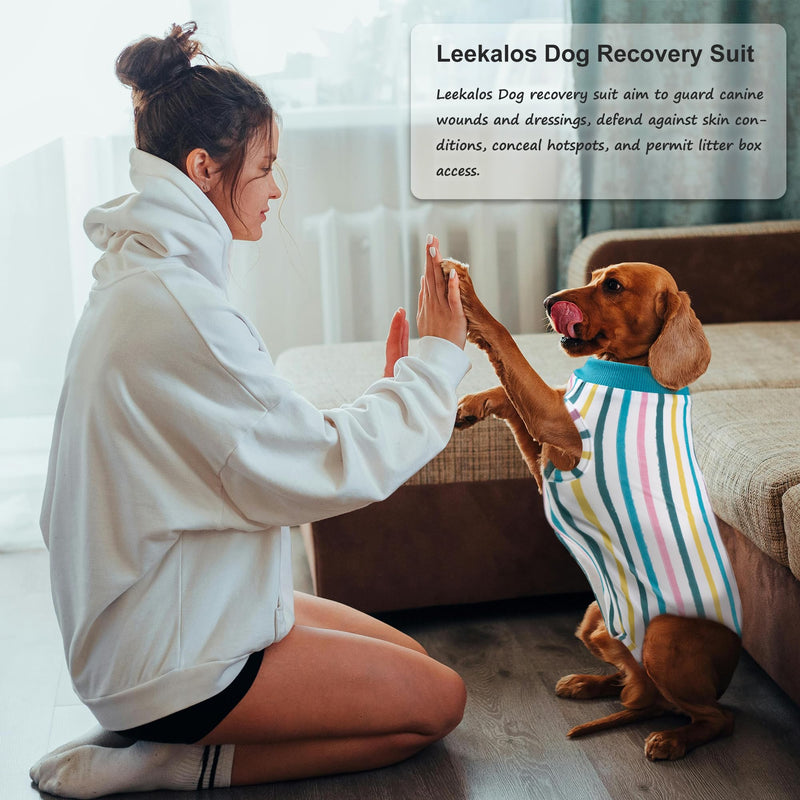 Leekalos Recovery Suit for Dogs After Surgery,Soft Breathable Dog Bodysuit Surgical Recovery Suit,Male Female Dog Neuter Spay Suits Anti Licking Wounds Jumpsuits for Small Medium Large Dogs Streaks - PawsPlanet Australia