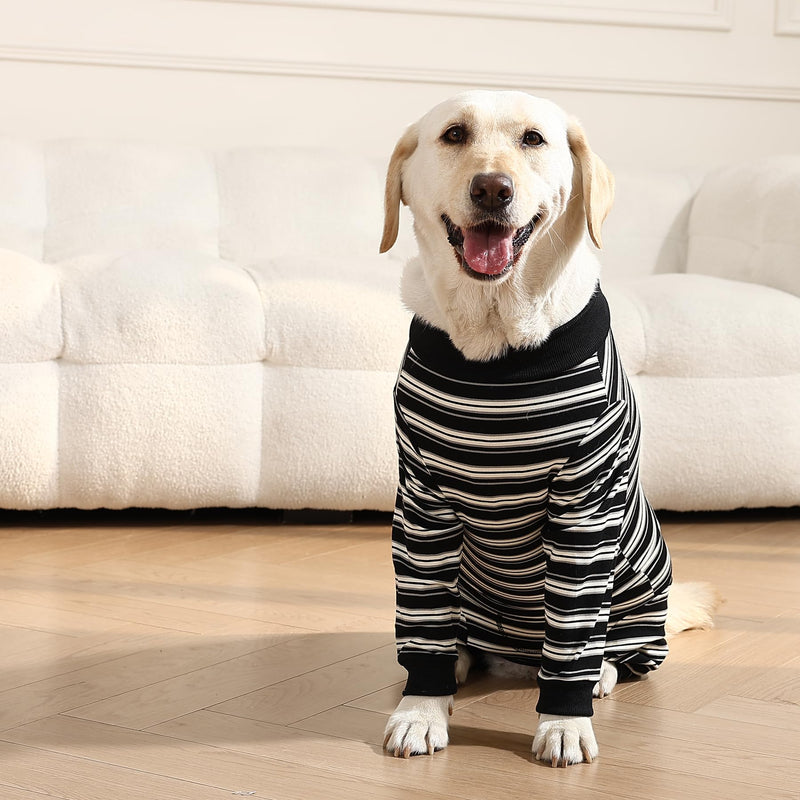 Dog Recovery Suit, Pet Surgical Suits Medical Shirt for Female Male, Stripes Spay Suit for Wounds Protectation, Dog Cone E-Collar Alternative, Operative Onesie Bodysuits Shirts (Black, M) Black