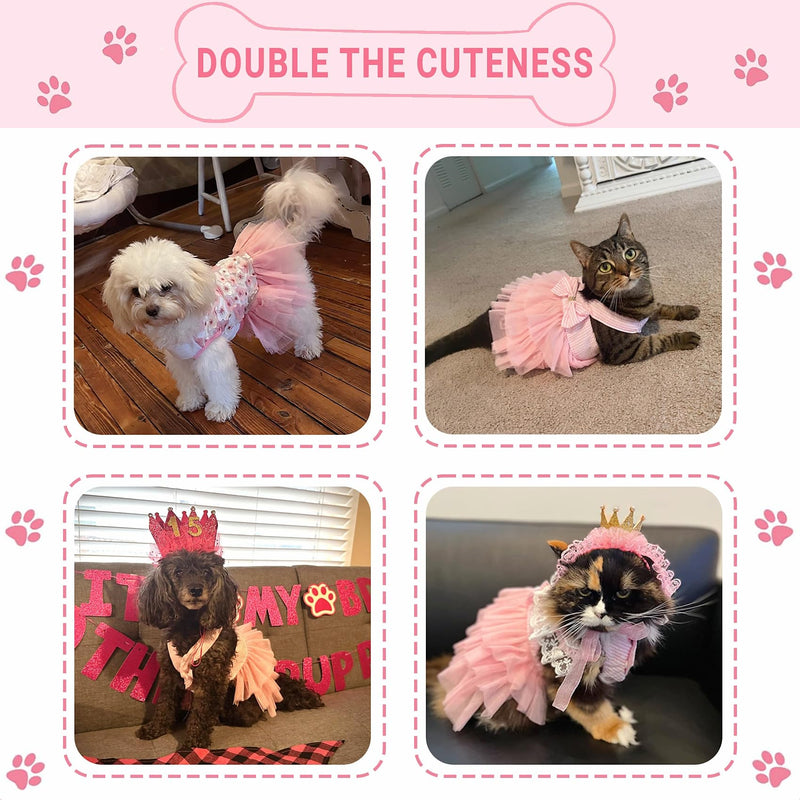 Dog Dresses, Fashion Pet Dog Clothes, Striped Mesh Puppy Dogs Princess Dresses (Purple/Pink(4pack), Medium) Purple/Pink(4pack) - PawsPlanet Australia