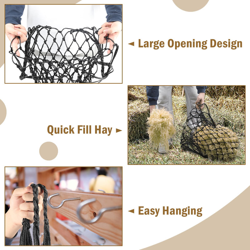 Slow Feed Hay Nets for Horses 2PCS, 42" Length with 2" Holes Hay Nets Holds 3-5 Flakes, Chew-Resistant Polyester Fiber Material - PawsPlanet Australia