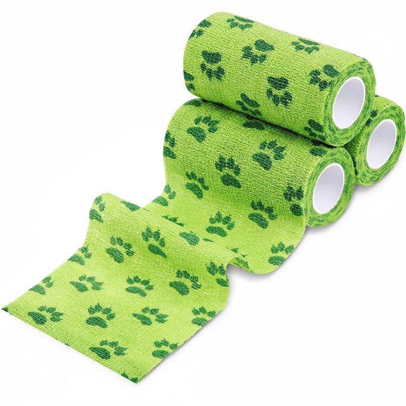 Geiserailie 3 Pack No Chew Bandage for Dogs Bitter Self Adhesive Bandage for Pets to Prevent Chewing, Vet Bandages for Dogs Wound Wrap(4inch x 15yd) (Green) Green