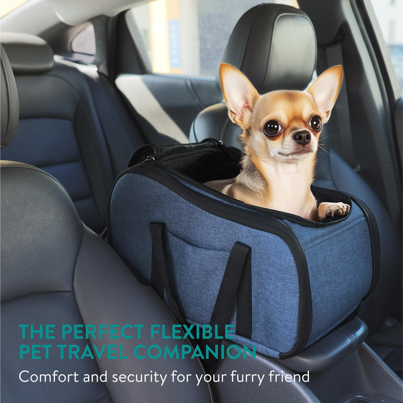 Navaris Dog Car Seat - Secure and Comfortable Pet Carriers for Small Dogs - Centre Console Car Seats - Booster and Bed with Zipper, Leash, and Cushion - Cat, Dog & Puppy Travel Bag - PawsPlanet Australia