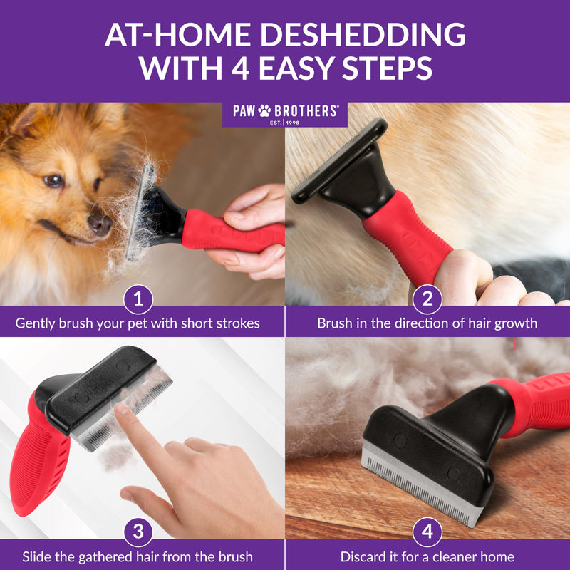 Paw Brothers Deshedding Tool, Deshedding Brush for Dogs and Cats, Professional Dog Grooming Brush for Shedding, Pet Hair Remover, Fur Removal Brush for Medium and Long Pet Hair, Medium - PawsPlanet Australia