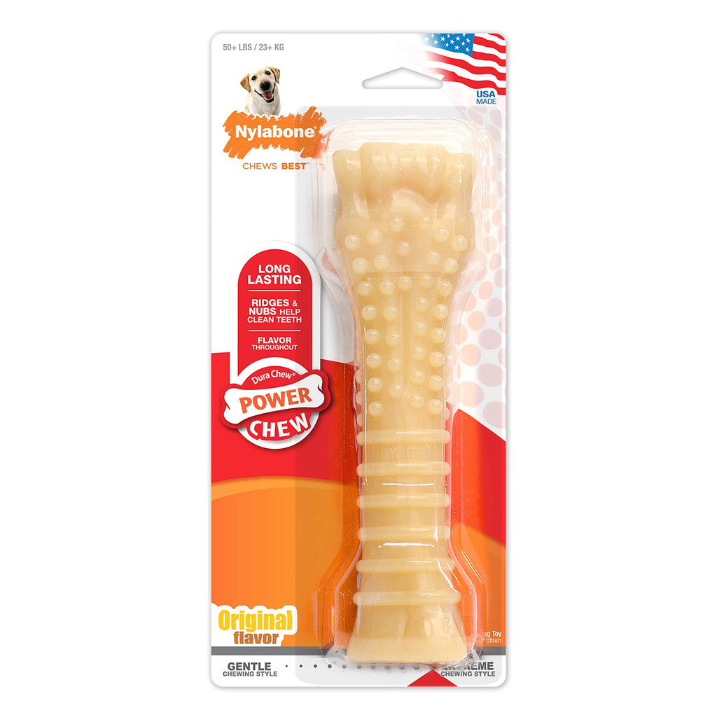 Nylabone Power Chew Textured Femur Bone Chew Toy for Dog, Indestructible Dog Toys for Aggressive Chewers Large Breed, Beef Flavor, X-Large/Souper (1 Count) Extra-Large