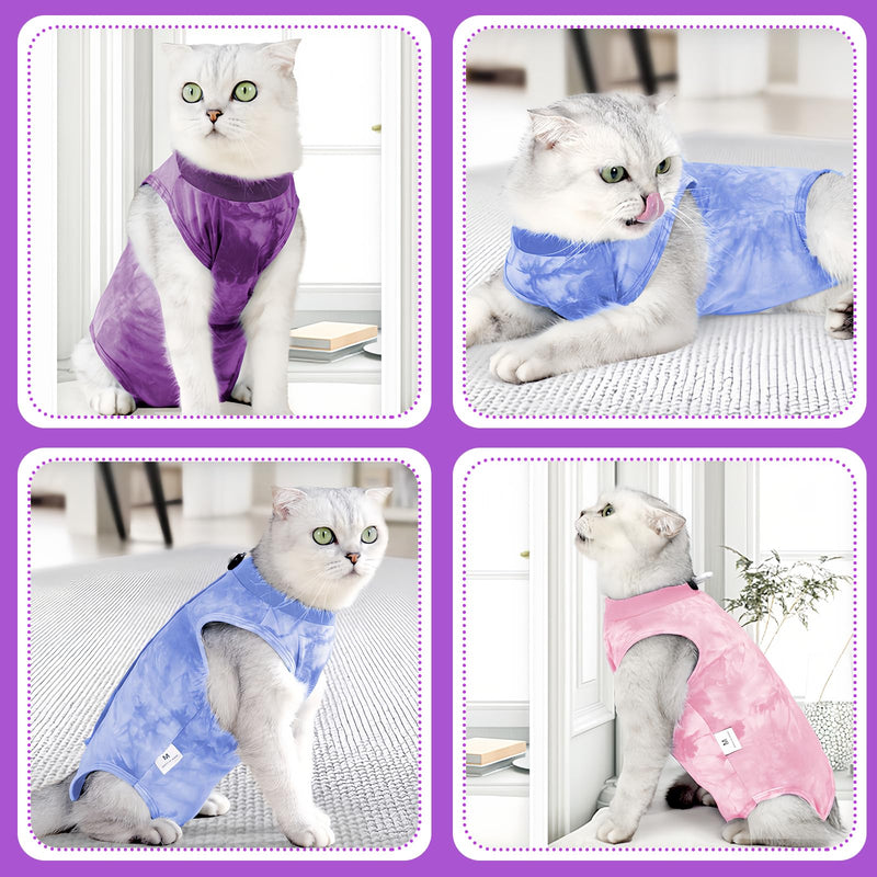 Cat Bodysuit After Surgery Castration Cat, Cat Surgical Recovery Suit, Cat Clothing Anti-Leaking Recovery Suit Cat Medical Cat Suit, Cone E Collar Alternative (Pink, M) pink